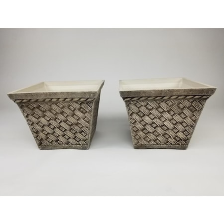 Exaco Planter Square, Sandstone - Medium - Set of 2 FM-SBWP